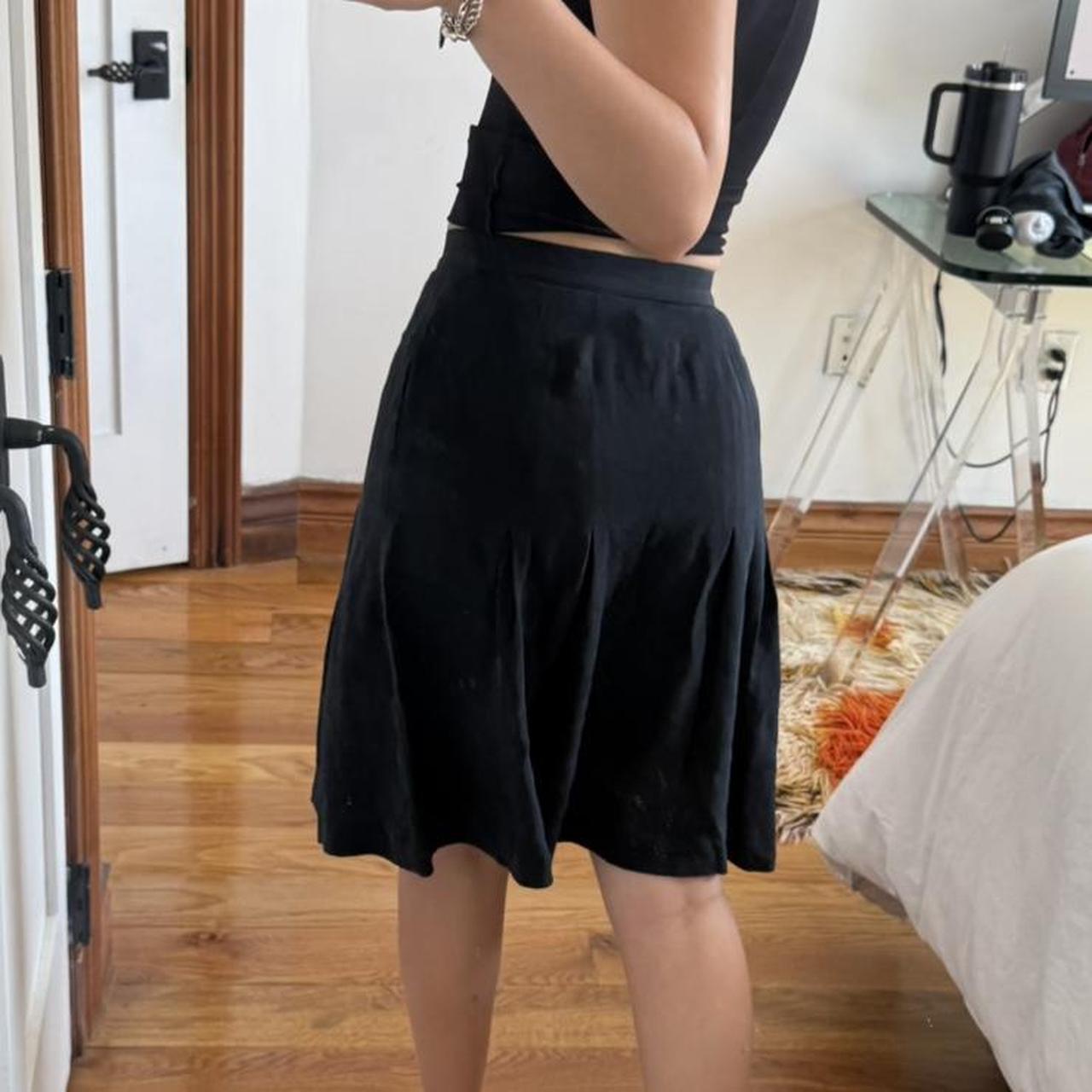 yoshie inaba Black Silk Pleated Button-Up Midi Skirt