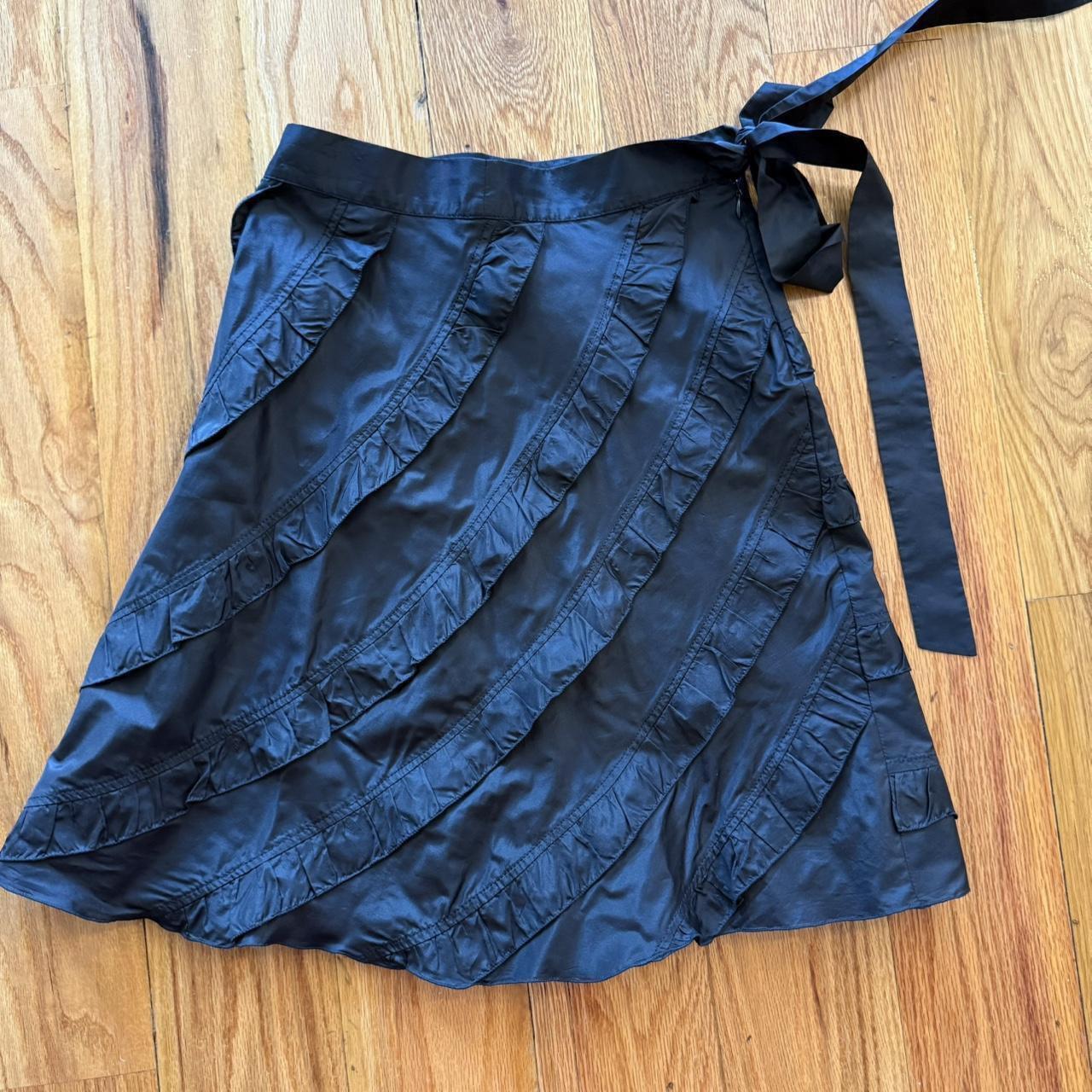 Blumarine Black Silk Ruffle Bow Skirt