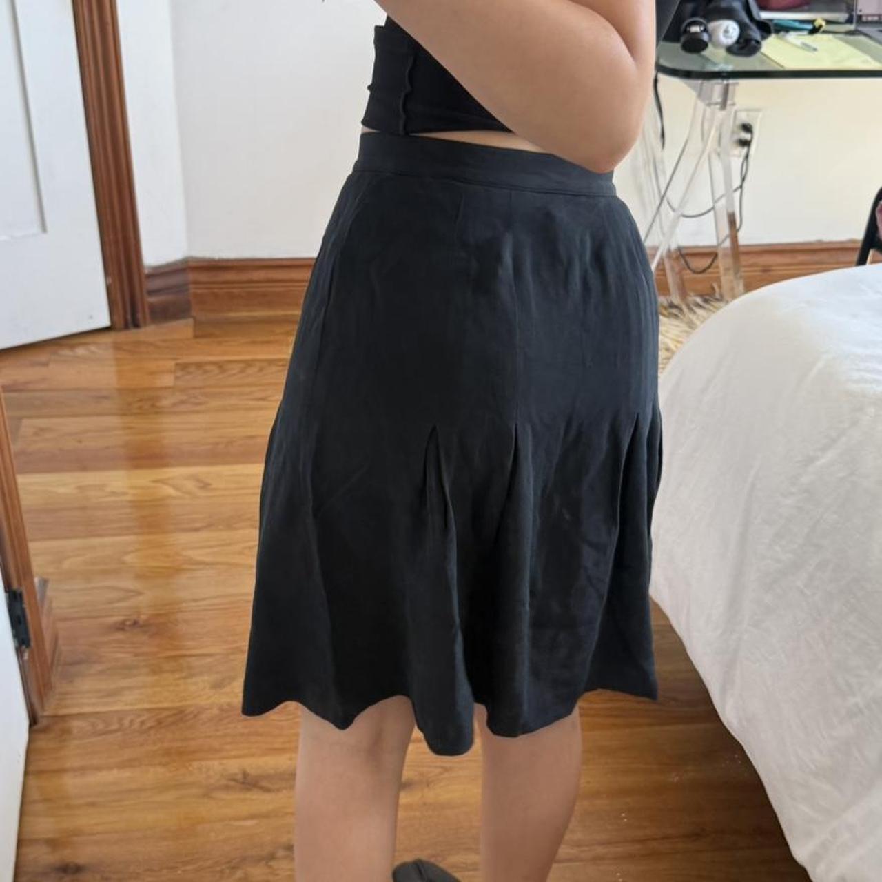 yoshie inaba Black Silk Pleated Button-Up Midi Skirt