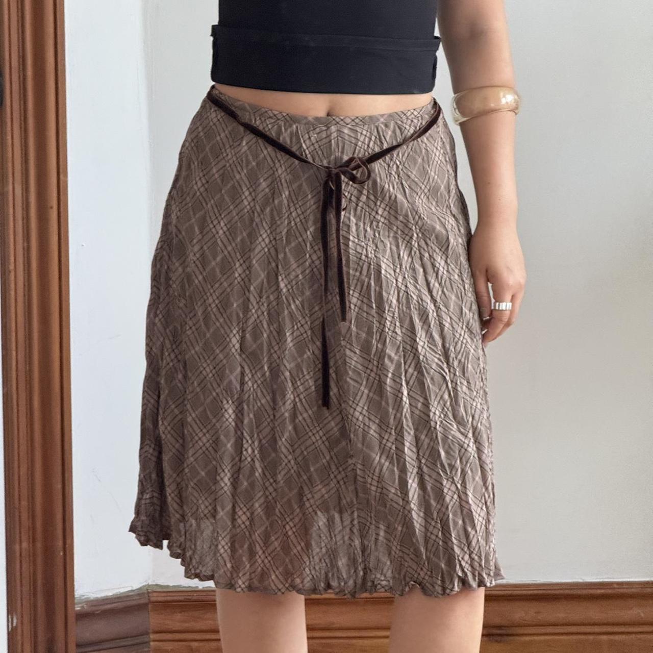 Kumikyoku Brown Plaid Pleated Bow Skirt