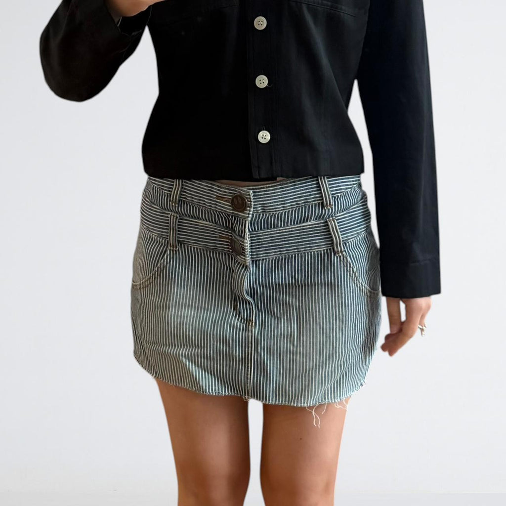 Candy Stripper Y2K Hickory Stripe Denim Mini Skirt