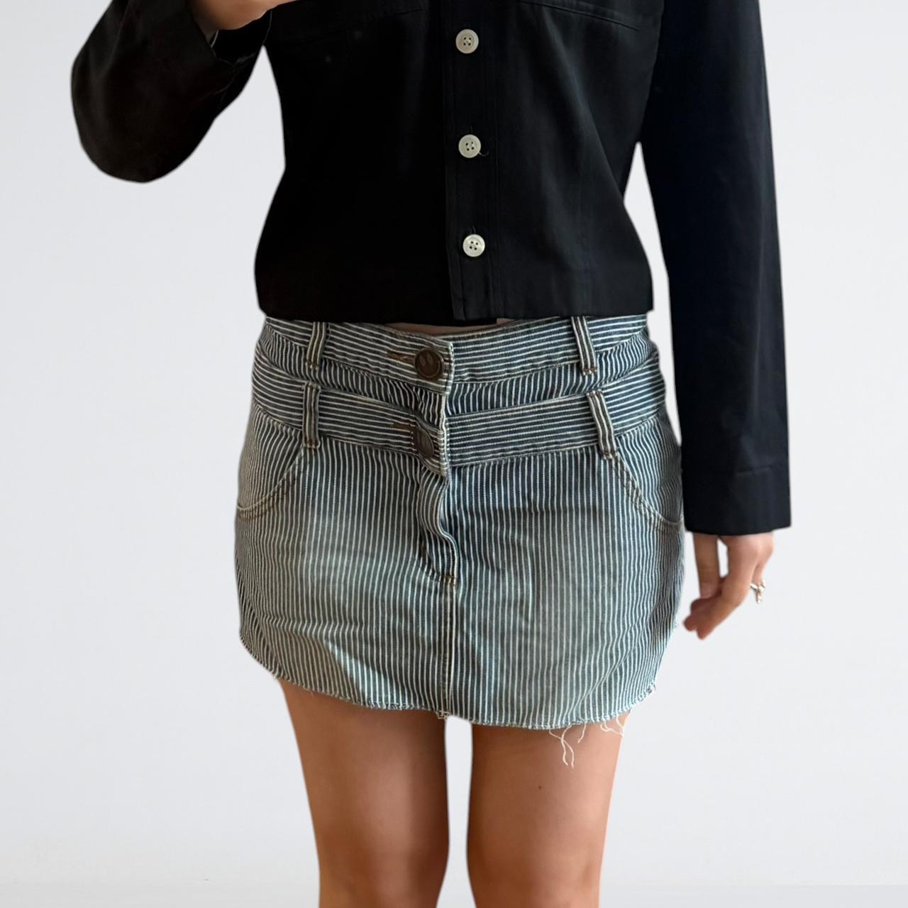 Candy Stripper Y2K Hickory Stripe Denim Mini Skirt