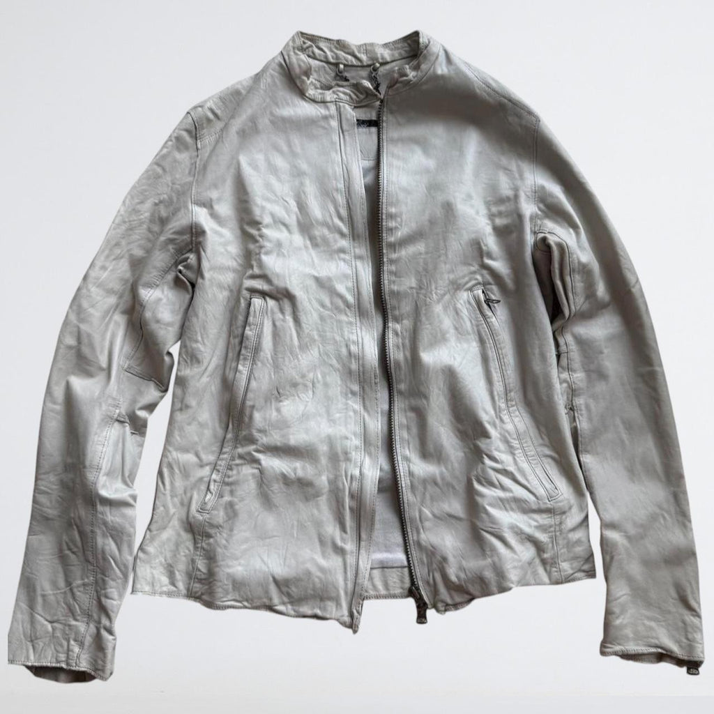 Cream Genuine Leather Motorcycle Jacket