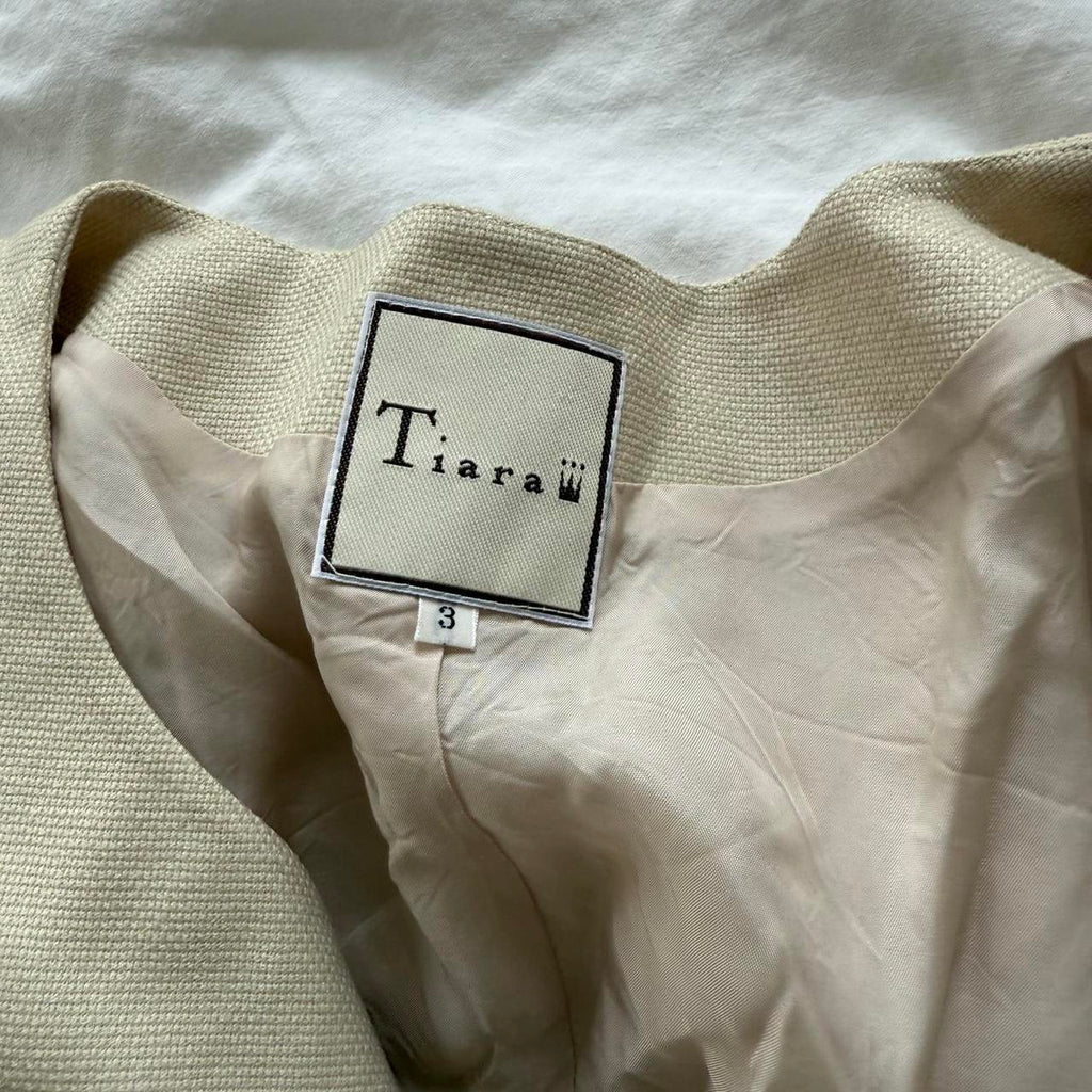 Tiara Cream Wool Cashmere Blend Cropped Jacket
