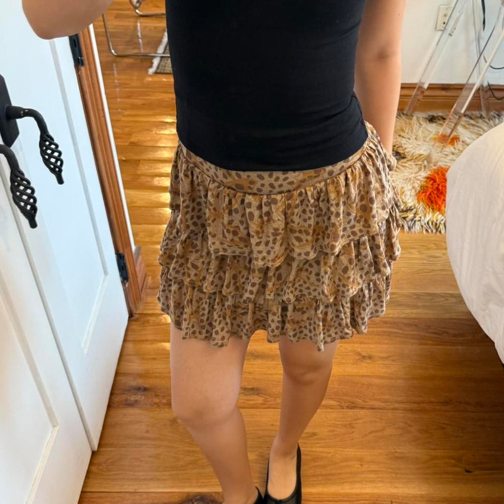 Hysteric Glamour Leopard Print Ruffle Mini Skirt