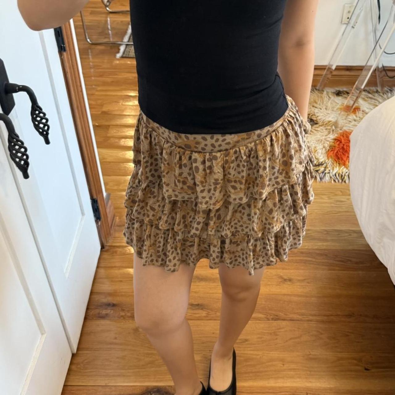 Hysteric Glamour Leopard Print Ruffle Mini Skirt
