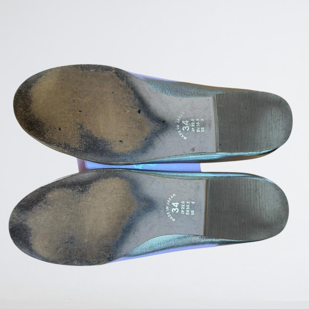 Farfalle Silver Leather Ballet Flats