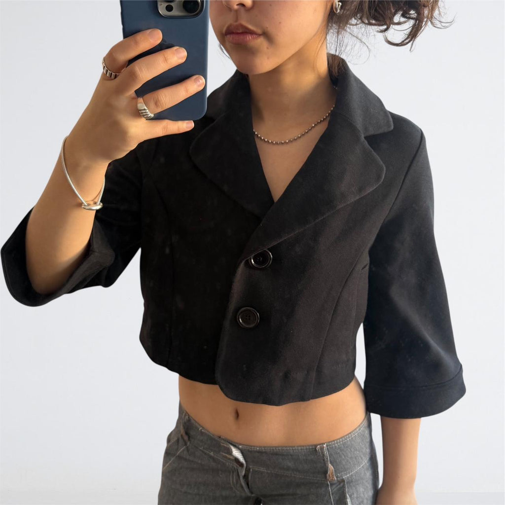 Cropped Black Peacoat Jacket