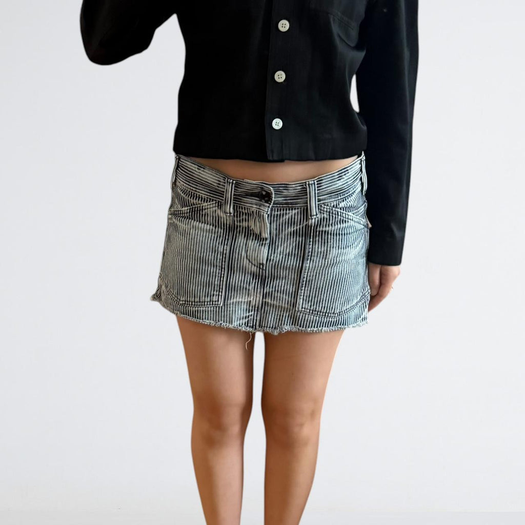 Rodeo Crowns Y2K Hickory Stripe Denim Mini Skirt
