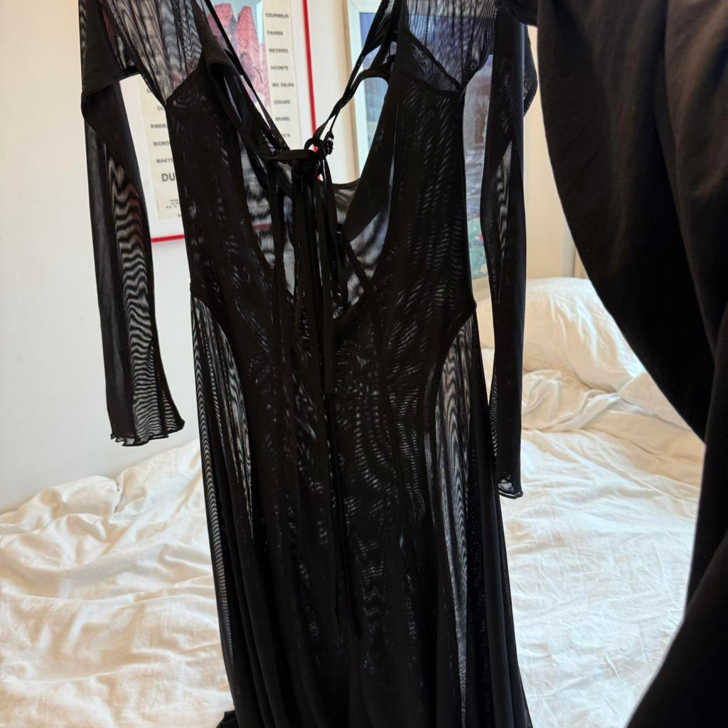 Calyx Pirouette Black Mesh Backless Dress