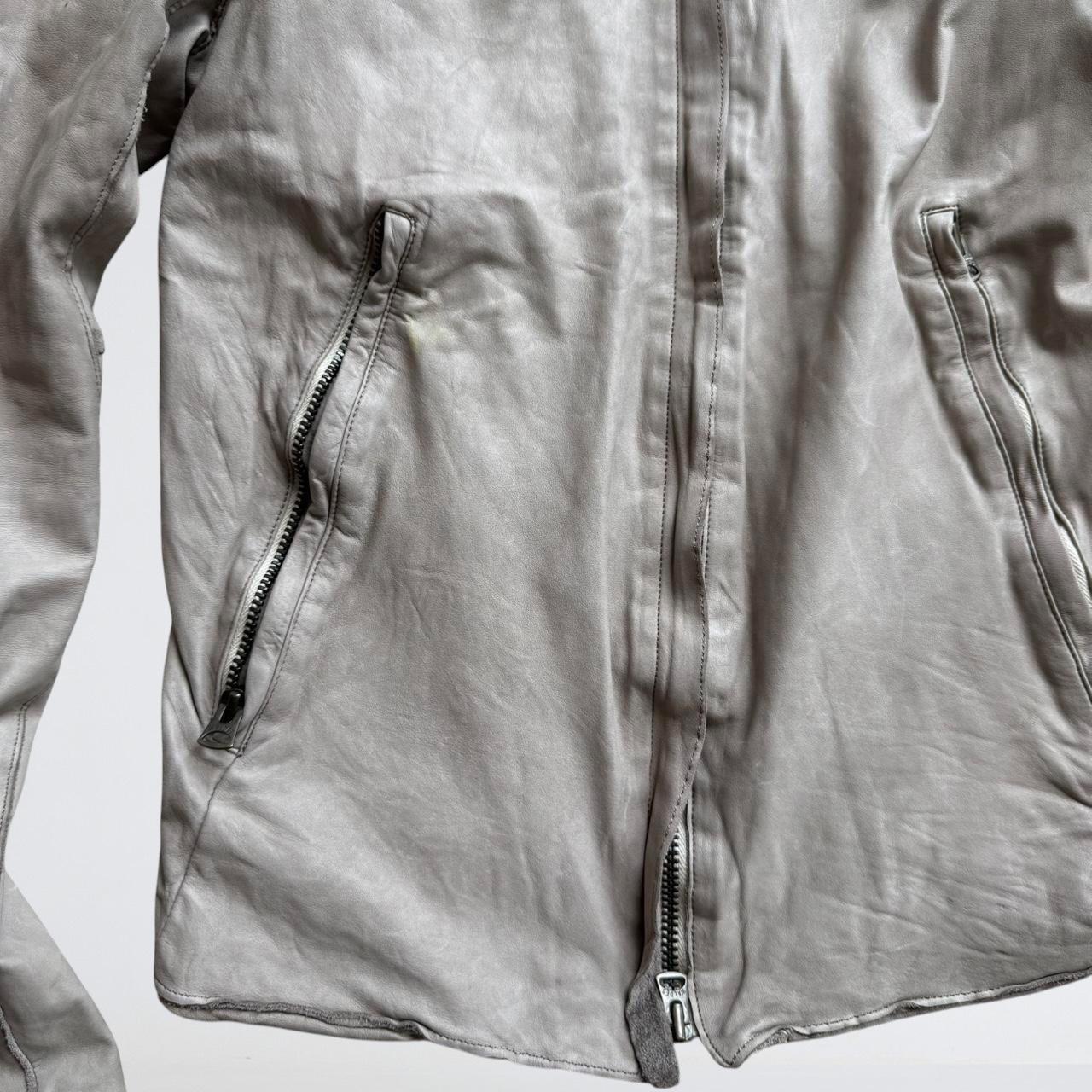 Grey Brown Genuine Leather Motorcycle Jacket