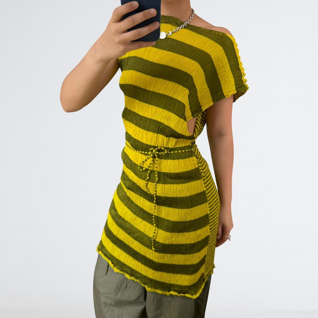 ME Issey Miyake Striped Pleated Dress