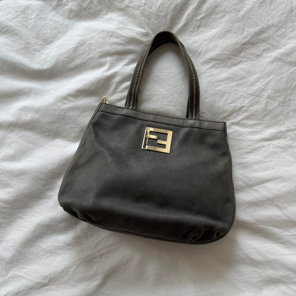 Fendi 2010s Grey Leather Shoulder Bag
