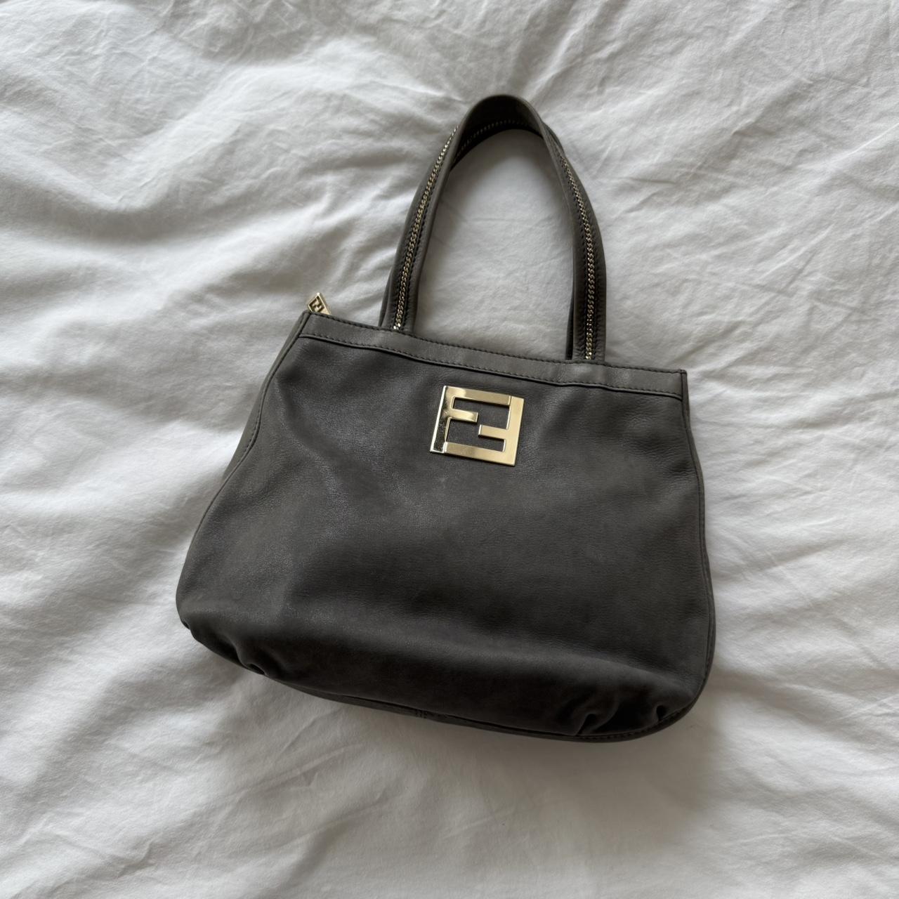 Fendi 2010s Grey Leather Shoulder Bag
