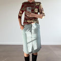 Kenzo Floral Embroidered Denim Cargo Skirt