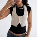 White Cropped Y2K Waistcoat Vest