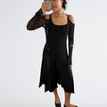 Calyx Pirouette Black Mesh Backless Dress