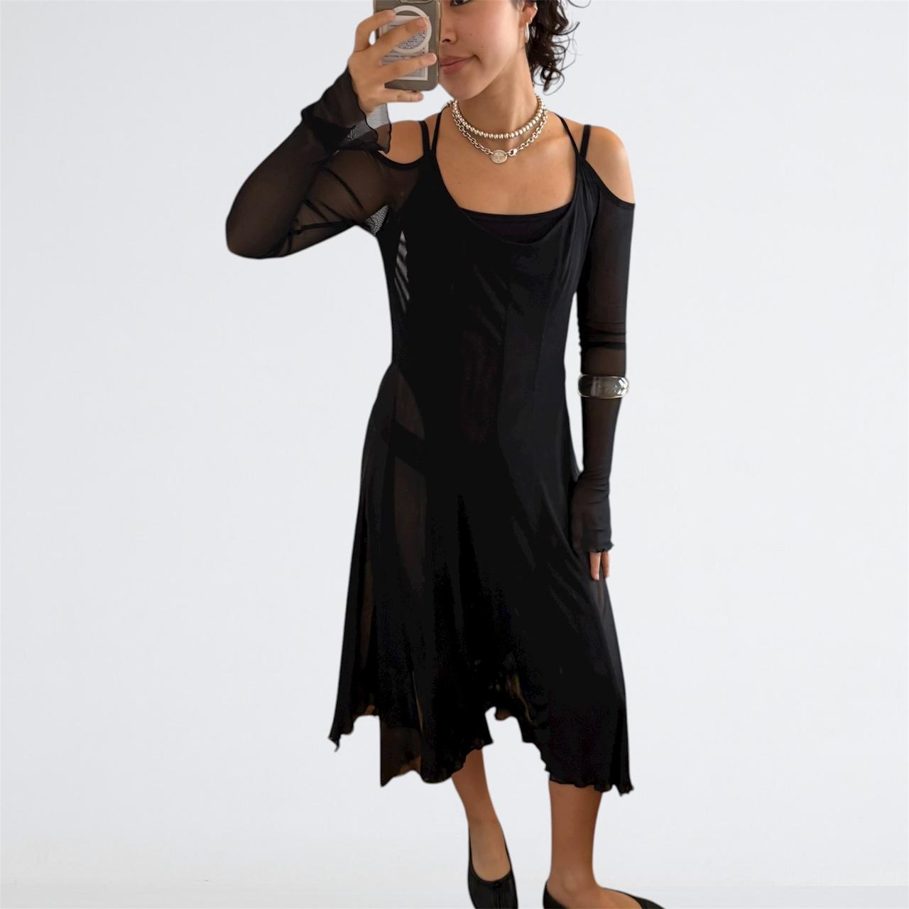 Calyx Pirouette Black Mesh Backless Dress