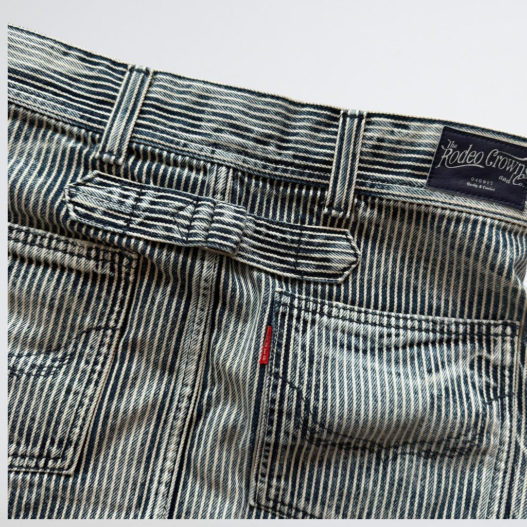Rodeo Crowns Y2K Hickory Stripe Denim Mini Skirt