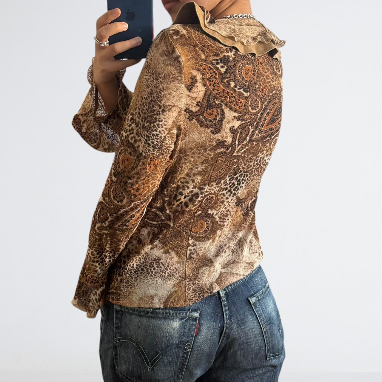 Y2K Cheetah Print Ruffle Going-Out Top
