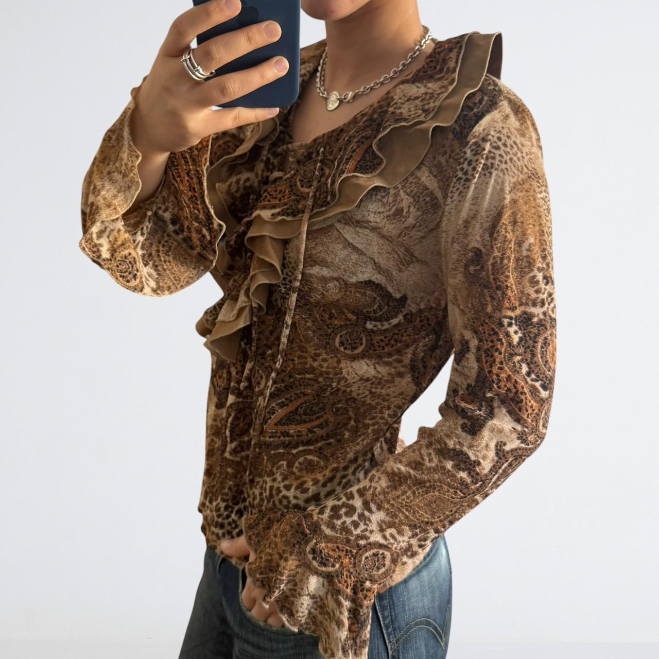 Y2K Cheetah Print Ruffle Going-Out Top