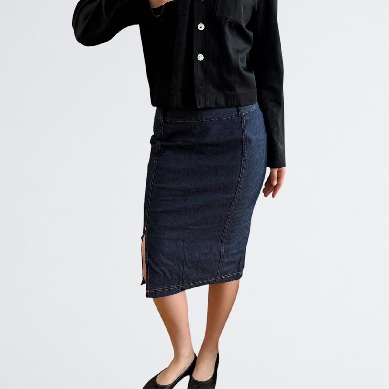 Morgan de Toi Indigo Denim Midi Skirt