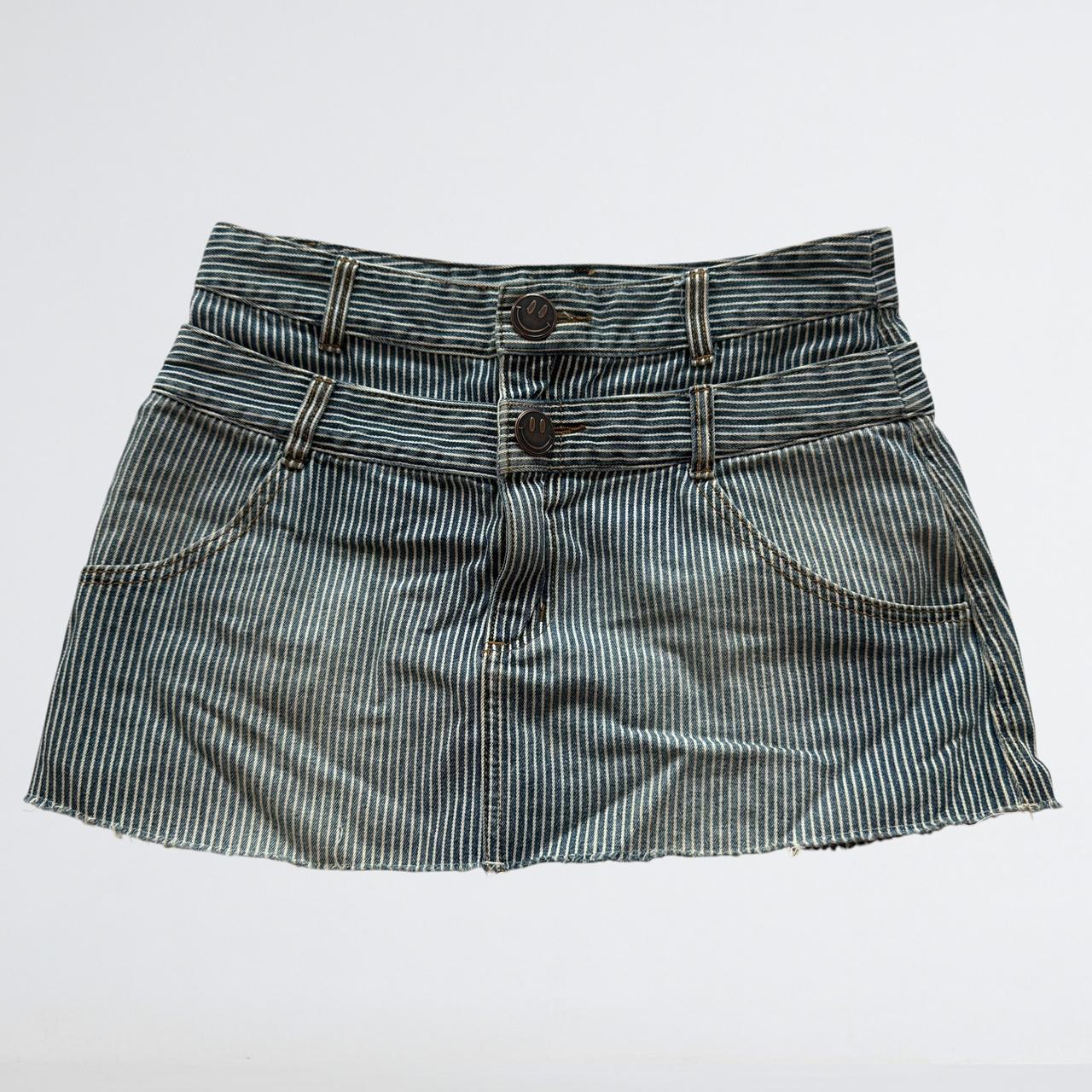 Candy Stripper Y2K Hickory Stripe Denim Mini Skirt