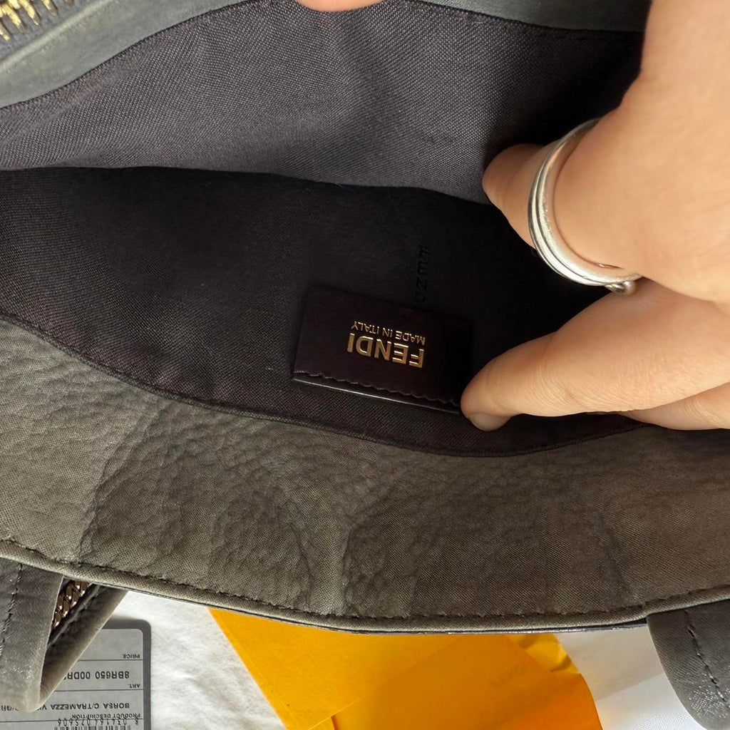 Fendi 2010s Grey Leather Shoulder Bag