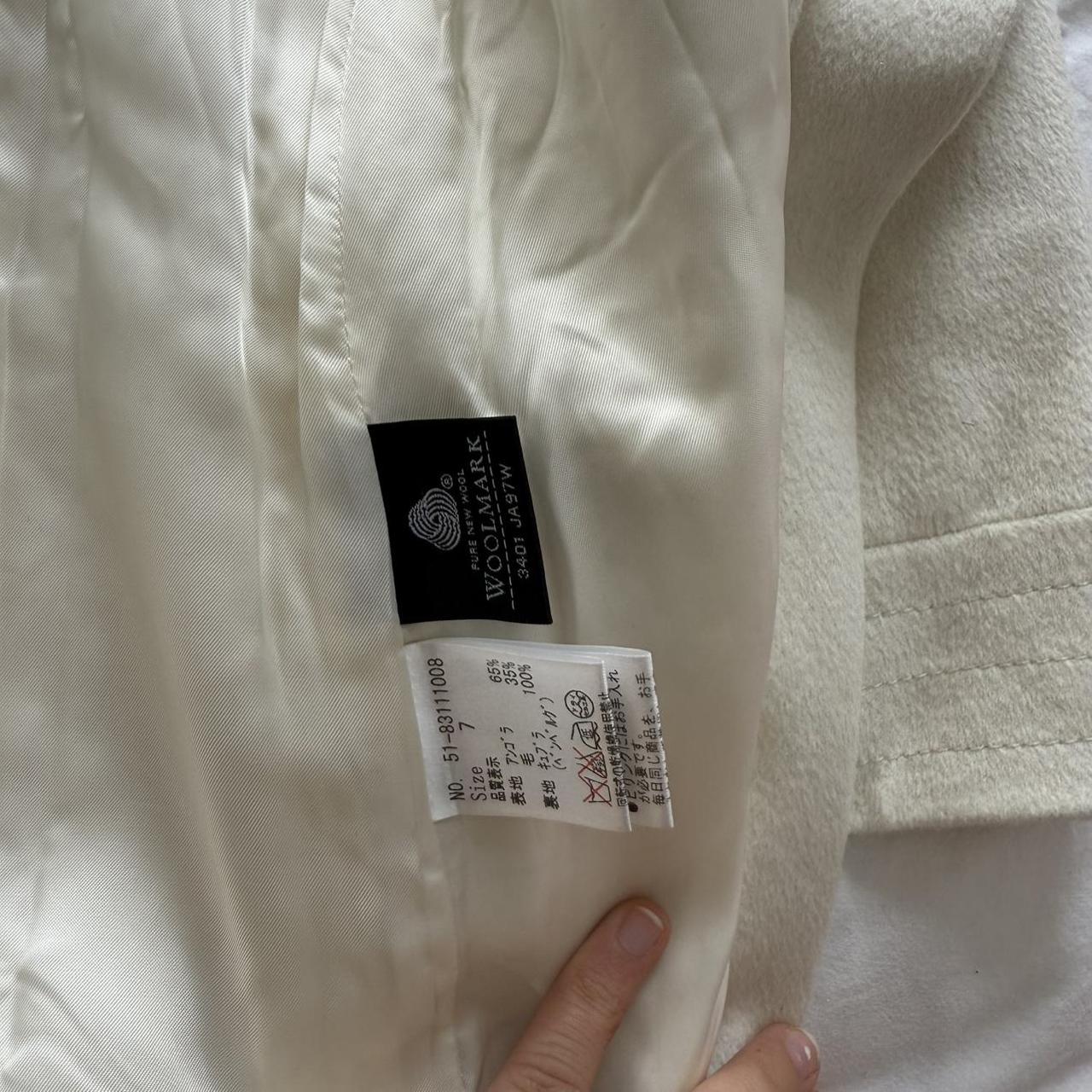 Cream Angora Cashmere Blend Stand Collar Coat