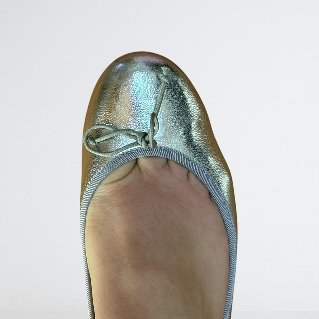 Farfalle Silver Leather Ballet Flats