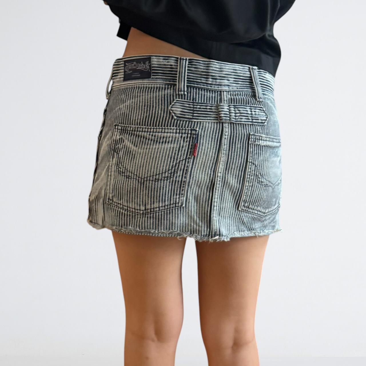 Rodeo Crowns Y2K Hickory Stripe Denim Mini Skirt