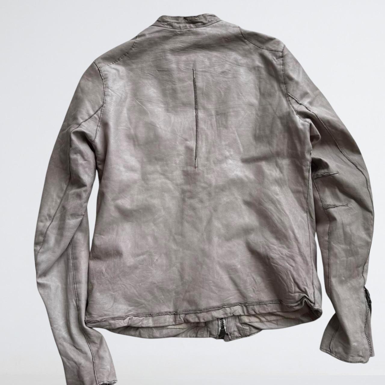 Grey Brown Genuine Leather Motorcycle Jacket