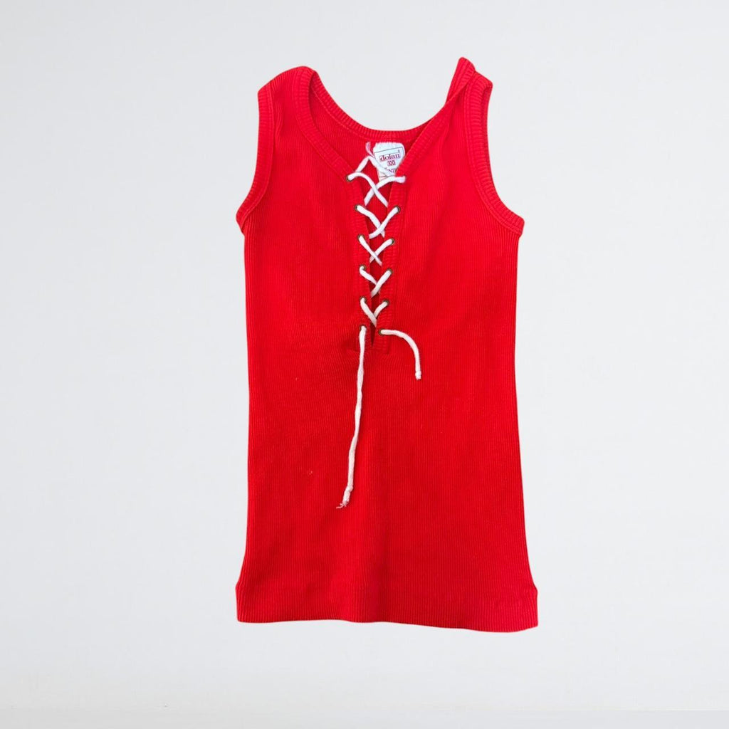 Dolan Vintage Red Ribbed Lace-Up Tank