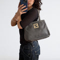 Fendi 2010s Grey Leather Shoulder Bag