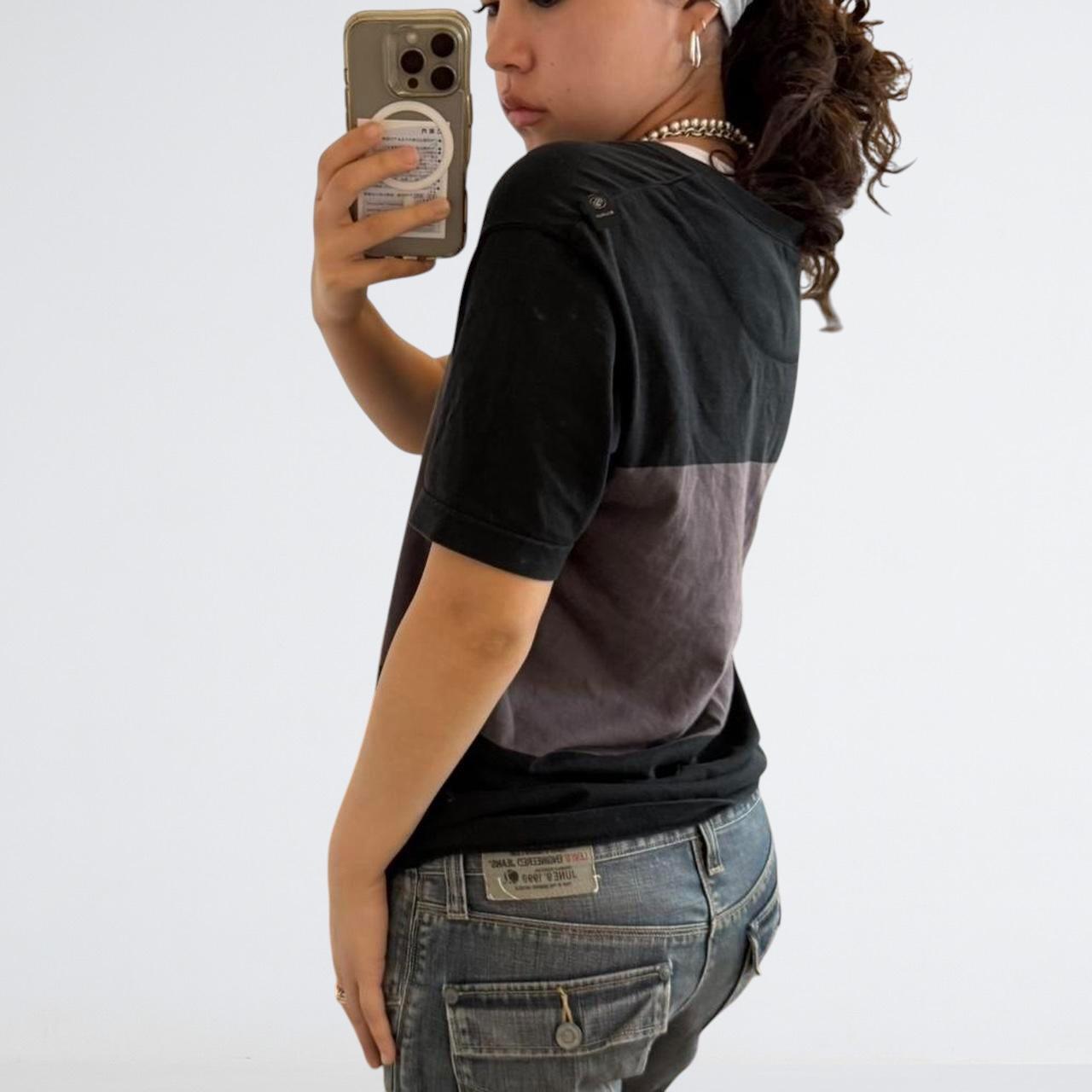 WTAPS Grey & Black Striped V-Neck T-Shirt
