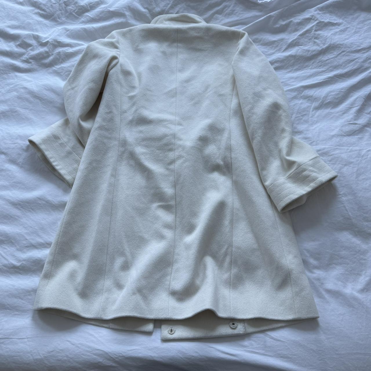 Cream Angora Cashmere Blend Stand Collar Coat