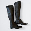 Gucci Vintage Black Leather Over-the-Knee Buckle Boots