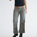 Betty Smith Navy Gingham Low-Rise Buckle-Back Pants