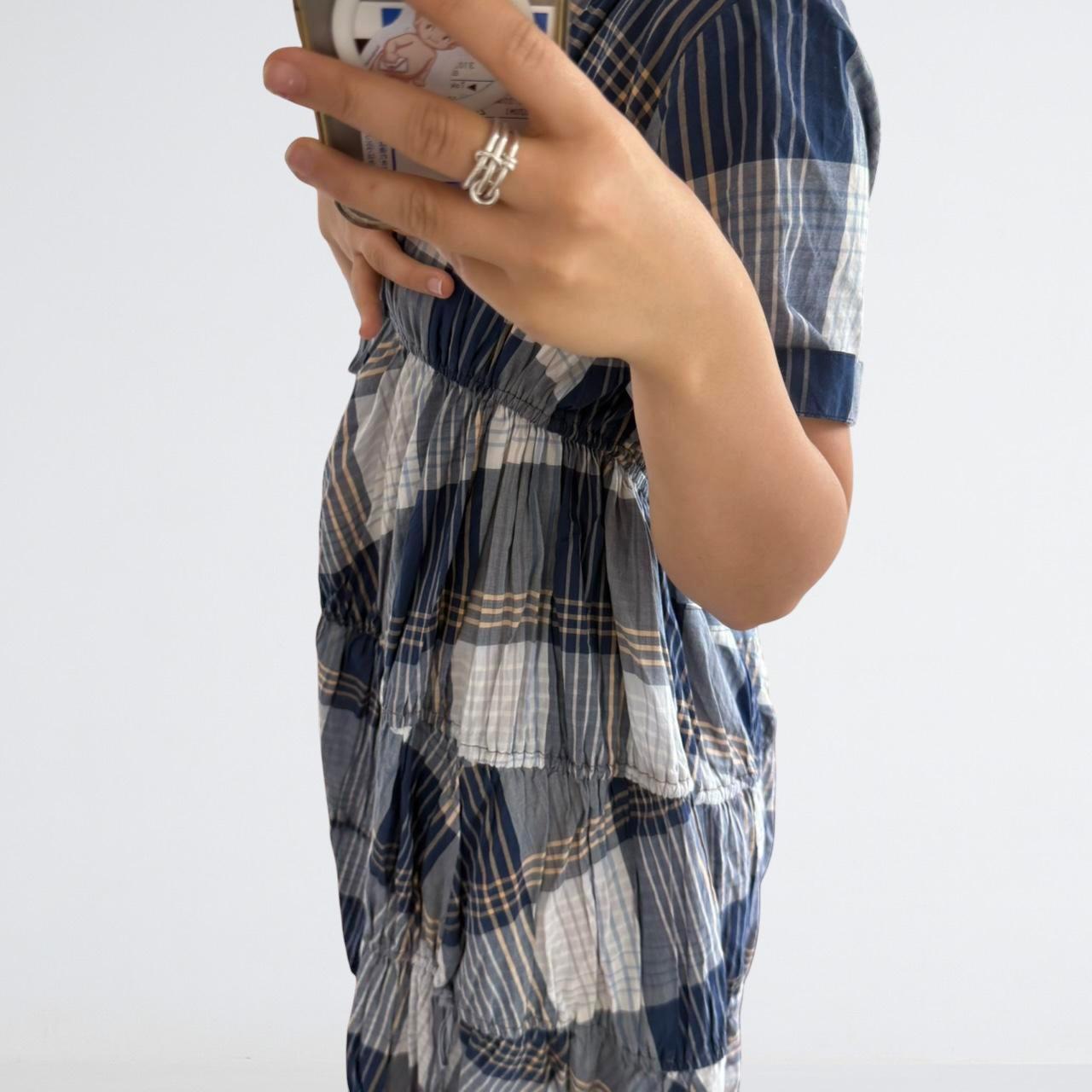 Marithé + François Girbaud Blue Plaid Tie Dress