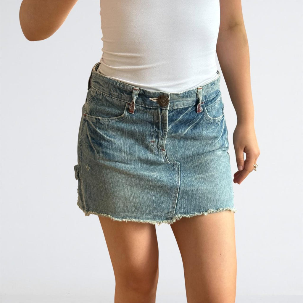 Betty Smith Japan Buckle-Back Denim Mini Skirt